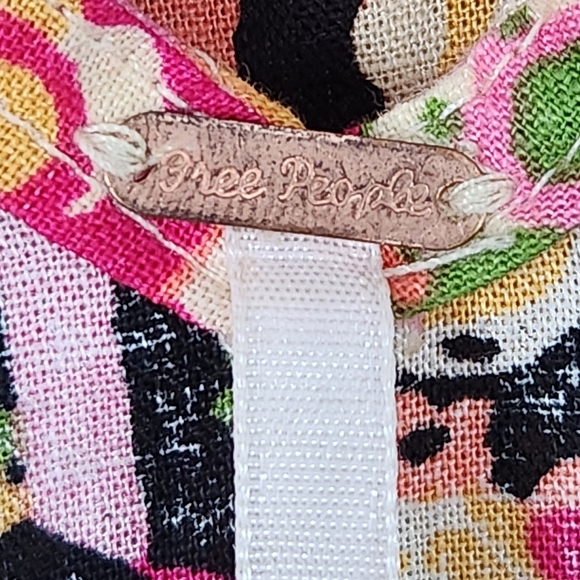 Free People Linen Pink/Cream Floral Print Ruffled Hem Tunic/Mini Dress Size L - Picture 9 of 12